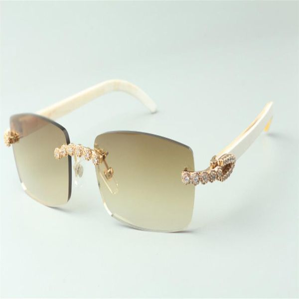

2021 bouquet diamond sunglasses 3524012 with natural white horn glasses lens 3 0 thickness204l, White;black