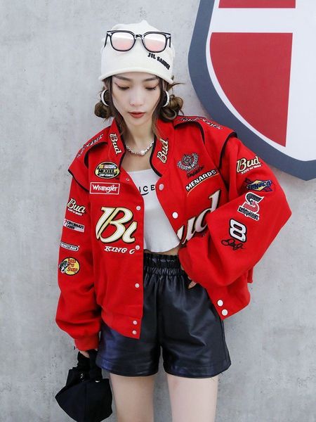 

women' blend's baseball uniform coat women's short cotton coat trendy ins design spring and autumn korean style coat ins 2308, Black