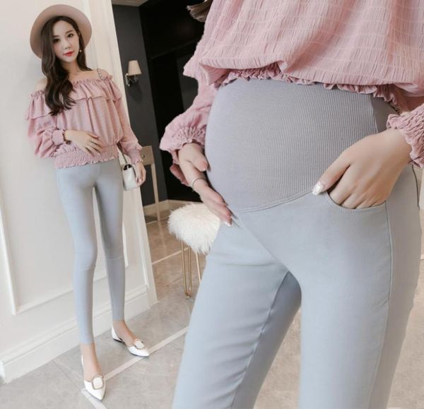 

strech cotton skinny maternity legging autumn fashion slim pants clothes for pregnant women belly pregnancy clothing6309047, White