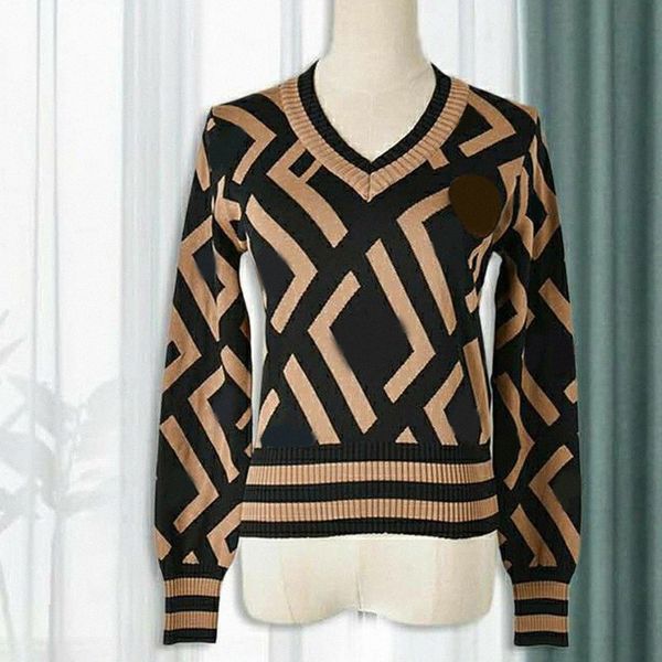 

designer womens sweaters knitting long sleeve v-neck pullover knitted clothing casual letter s  l c8vi#, White;black