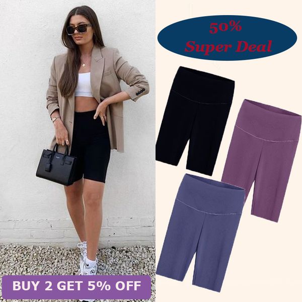 

women's shorts seamless biker shorts women fitness casual high waist high leg shorts slim knee-length bottoms high waisted booty shorts, White;black