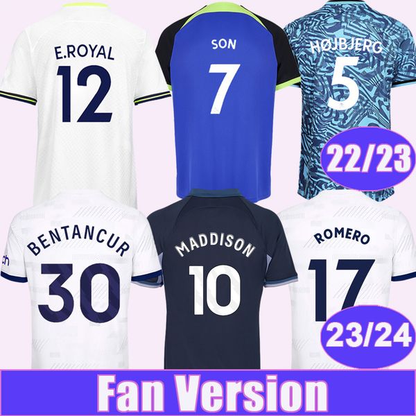 

2023 24 sanchez son mens soccer jerseys 22 23 hojbjerg bentancur kulusevski romero e. royai home white away football shirt kane short sleeve, Black;yellow