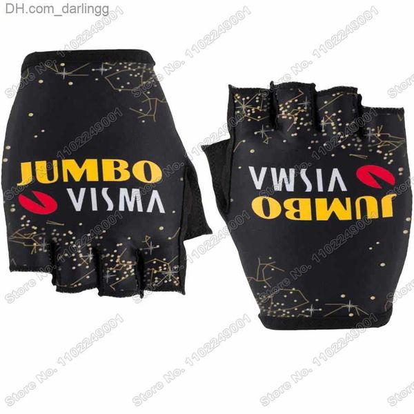 

2023 team jumbo visma cycling gloves france tour bicycle gel half finger glove men road bike jerseys mtb guante ciclismo maillot q230825, Black