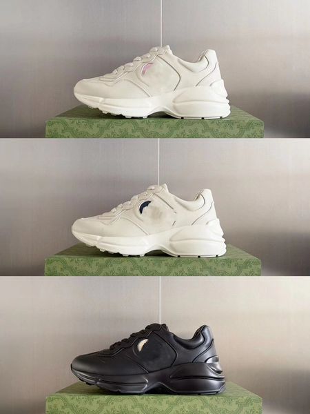 

couples daddy shoes men and women all fashion brand thick sole casual sports shoes leather men's shoes, Black