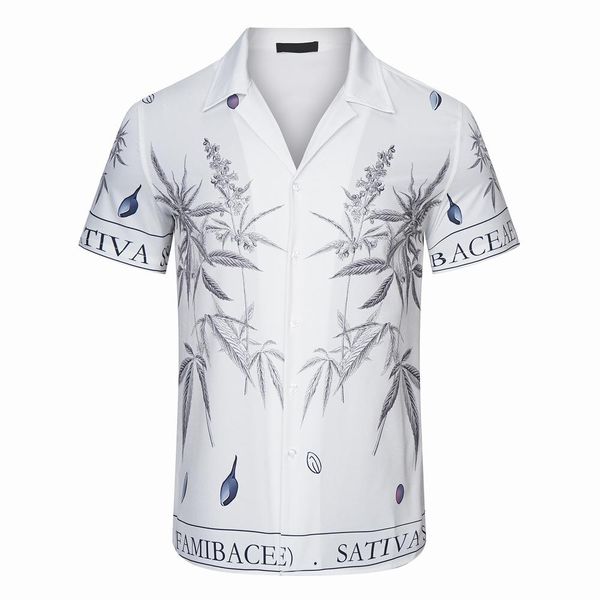 

men's designer shirt summer short sleeve casual button up shirt printed bowling shirt beach style breathable t-shirt clothing #533, White;black