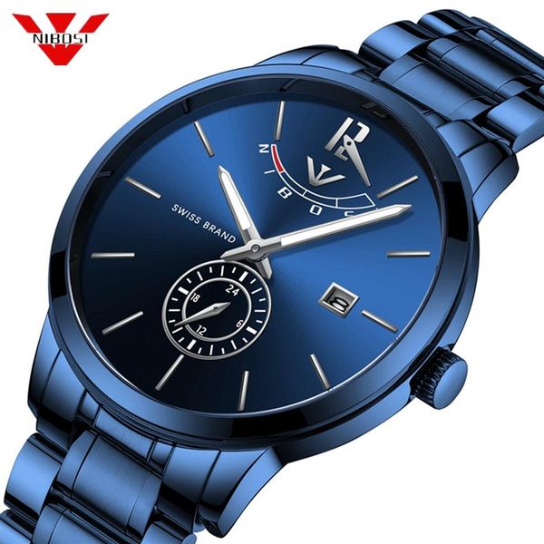 

relogio nibosi men watches fashion blue man watch luxury brand waterproof quartz analog wrist watch men reloj hombre 121211290k, Slivery;brown
