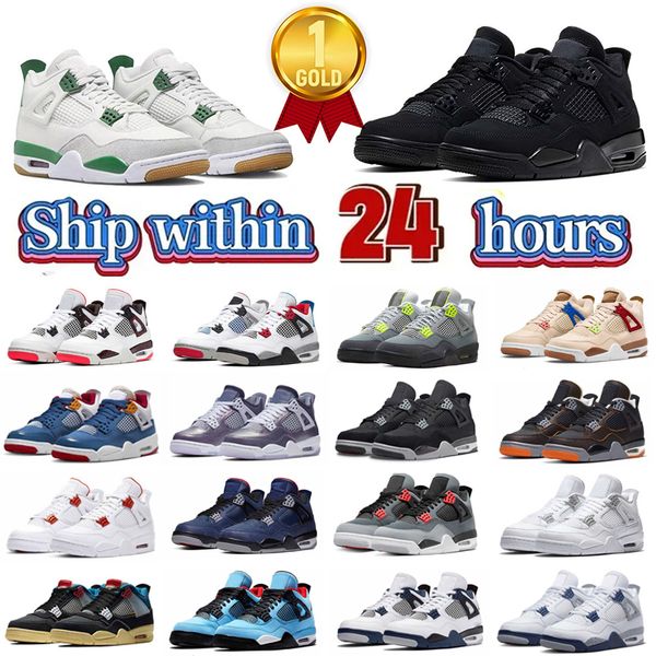 

4s mens basketball shoes military black cat canvas university blue red thunder cactus jack midnight men women trainers outdoor sports sneake