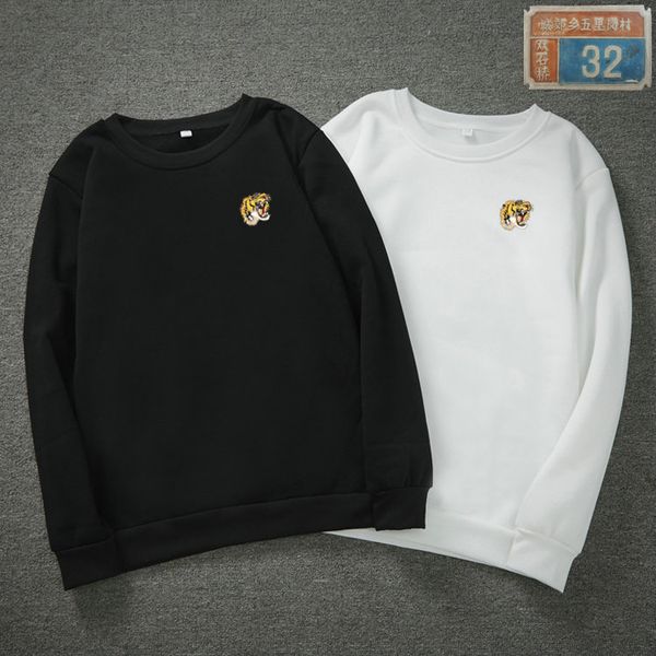 

men's sweatshirts o-neck leopard tiger head letter thickened casual breathable comfortable stretch cotton slim fit style male round nec, Black
