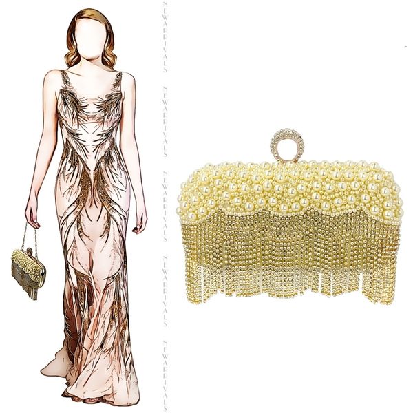 

evening bags vintage pearl tassel small bag one shoulder diagonal span diamond inlaid banquet dress cheongsam 230824