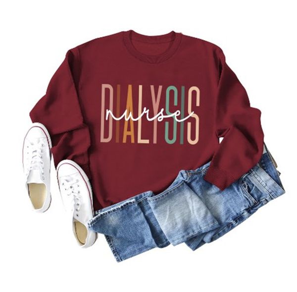 

women's hoodies long sleeve dialysis nurse print fashion sweatshirt, Black