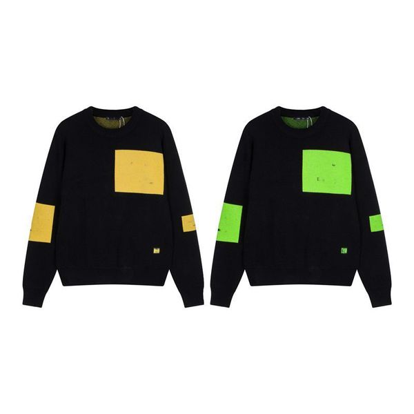 

acnnes ac square smiling face long sleeve sweater pattern contrast knitted shirt women's sweater studis dating fashion, White;black
