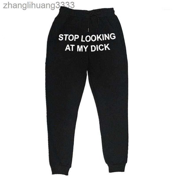 

men women joggers sweat pants slooking at my dick sweatpants hip hop print high waist trousers streetwear hippie men's, Black
