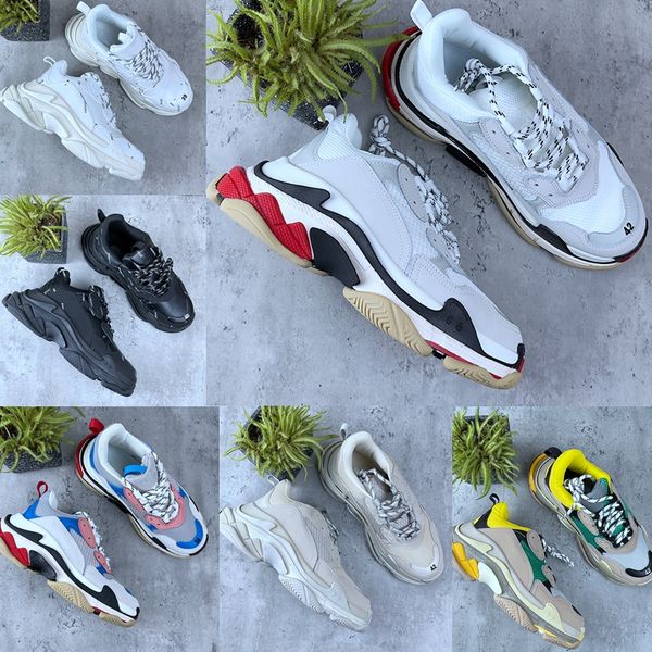

2023 designer 17fw triple s men women casual shoes sneakers platform tan clear sole black white grey red pink blue royal neon green mens tra