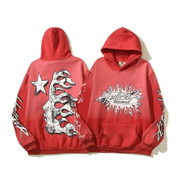 

hellstar hoodies men's sweatshirts high street hooded haruku y2k stranger things lose warm pullover sweatshirt loose hip hop hoody, Black