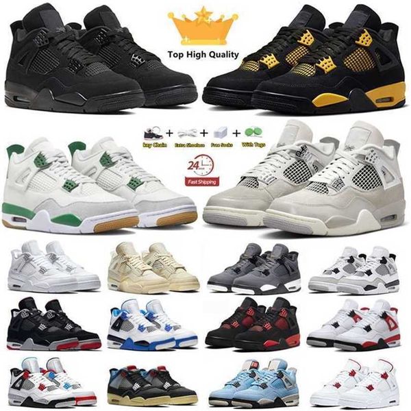 

mens 4 4s basketball shoes frozen moments thunder black cat university blue red cement pine green seafoam lightning cool grey bred men women