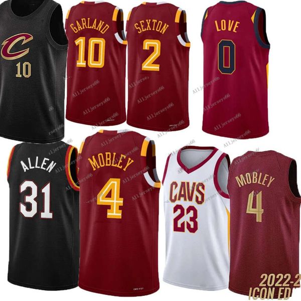 

basketball jerseys 4 evan mobley 10 darius garland 31 jarrett allen donovan mitchell 0 kevin love levert osman rubio markkanen 22-23, Black;red