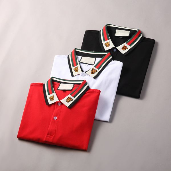

cotton designer polo shirts men luxury polos casual mens t shirt letter embroidery fashion high street man tee, White;black
