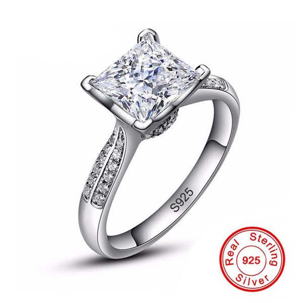 

100% solid 925 silver ring wedding jewelry big 3 carat cz zircon engagement rings for women xr038230h, Slivery;golden
