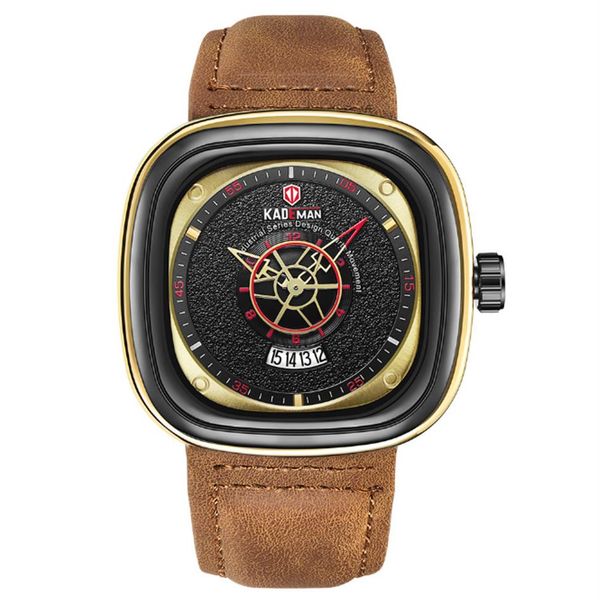 

kademan brand trendy fashon cool 45mm large dial mens watches quartz watch calendar accurate travel time gentlemens wristwatches 9268s, Slivery;brown