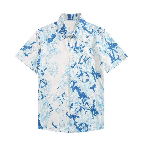 

men's designer shirt summer short sleeve casual button up shirt printed bowling shirt beach style breathable t-shirt clothing #526, White;black
