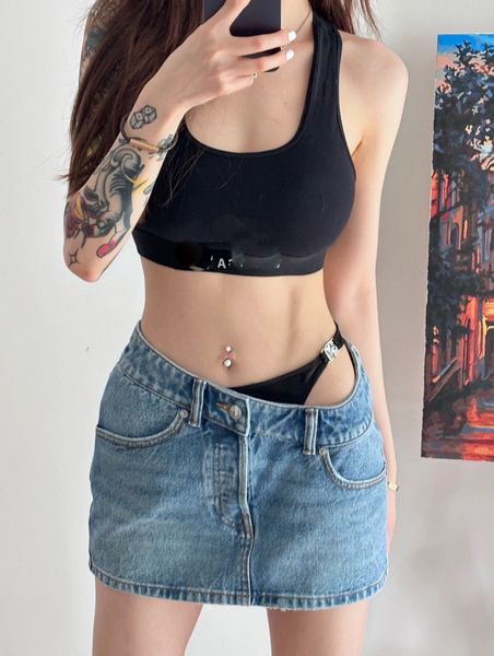 

summer low waist skirts womens denim skirts vintage skirt short, Black