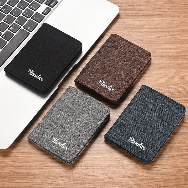 

dhl50pcs card holders yong men canvas plain two foldable thin short wallets mix color, Brown;gray