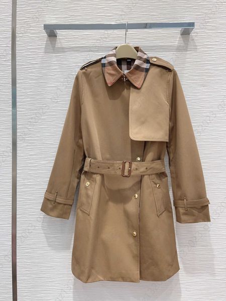 

designer windbreaker jacket trench coat women customized fabric crash color lapel custom plaid lining england wind long windbreakes womens c, Tan;black