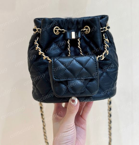 

23a women lambskin bucket letter backpack mir quality classic design caviar leather double shoulder student crossbody backpacks schoolbag ch