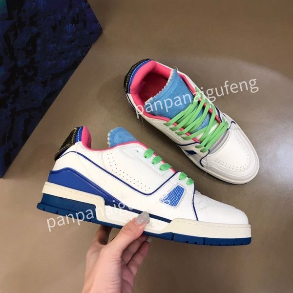 

2023 luxury designer sports shoes casual shoes calfskin leather white red blue letter overlay platfor low sports shoes training shoes sizes, Black