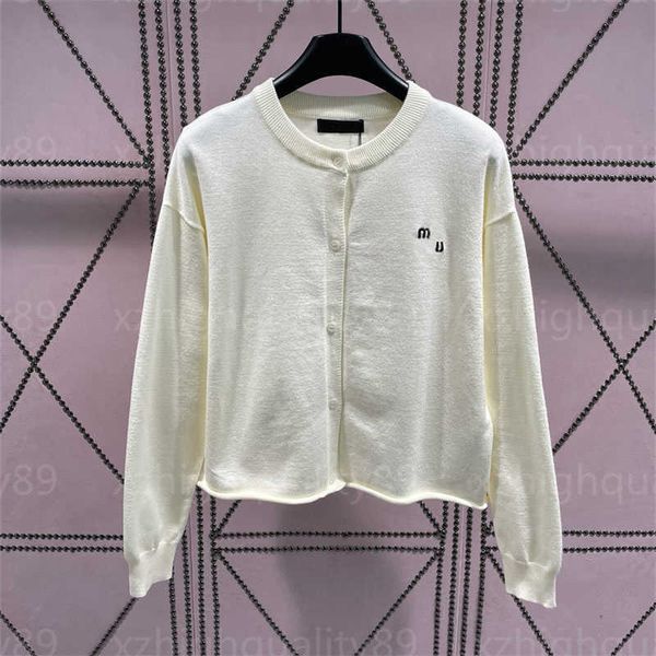 

designer cardigan women knit sweaters womens knitwear long sleeved round neck letter embroidery rolled hem autumn thin rs sweater cardigan, White;black