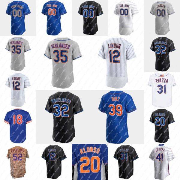 

4 francisco alvarez baseball jersey pete alonso brandon nimmo edwin diaz francisco lindor daniel vogelbach jeff mcneil kodai senga brett bat, Blue;black