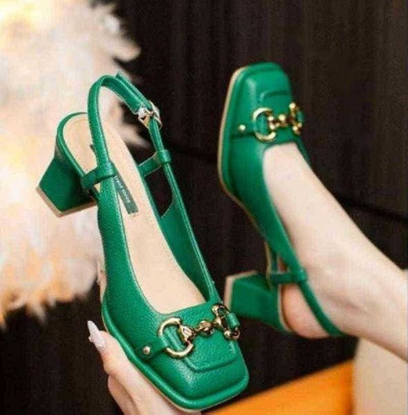 

sandal chunky heel dress shoes summer high-heeled sandals edition women pure color high heel shoe with horse buckle casual fashion all match, Black