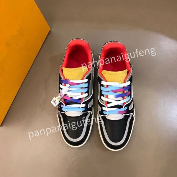 

luxurys designer sports shoes casual shoes calfskin leather white blue letter overlay platfor low sports shoes training shoes sizes 39-44 rd, Black