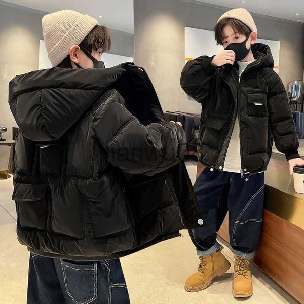

down coat 2023 teen 5 6 8 10 12 13 years boys winter coat thicken warm kids jacket fashion style zipper hooded children outerwear clothing x, Blue;gray