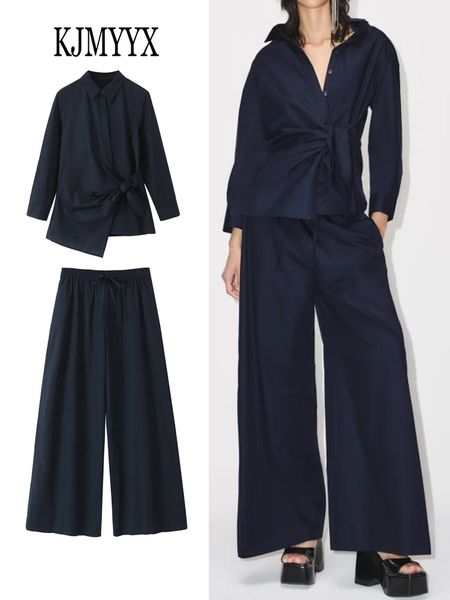 

women's two piece pants kjmyyx summer sets for women fashion long sleeve bow blouse shirt 2 pieces outfitswomen elegant wide leg 230824, White
