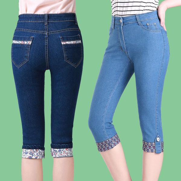 

jeans woman's jeans black denim capri pants ladies stretch skinny calflength jeans 2022 summer women casual high waist jean femme, Blue
