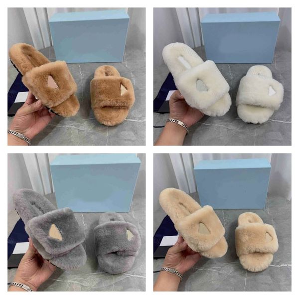 

designer shoes sandals slippers flip flops fashion anti-slip female slides women furry fluffy faux fur luxury brand warm indoor, Black