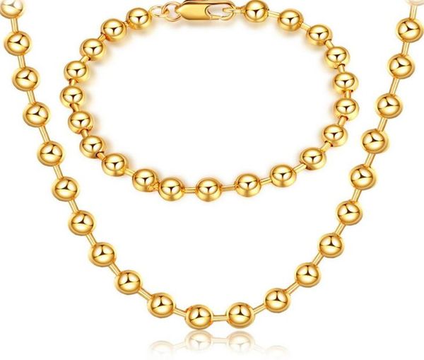 

mark 18k gold platings circular bead necklace bracelet man woman 6mm buddhism bead gold bracelet necklace wedding jewelry set6724217, Silver