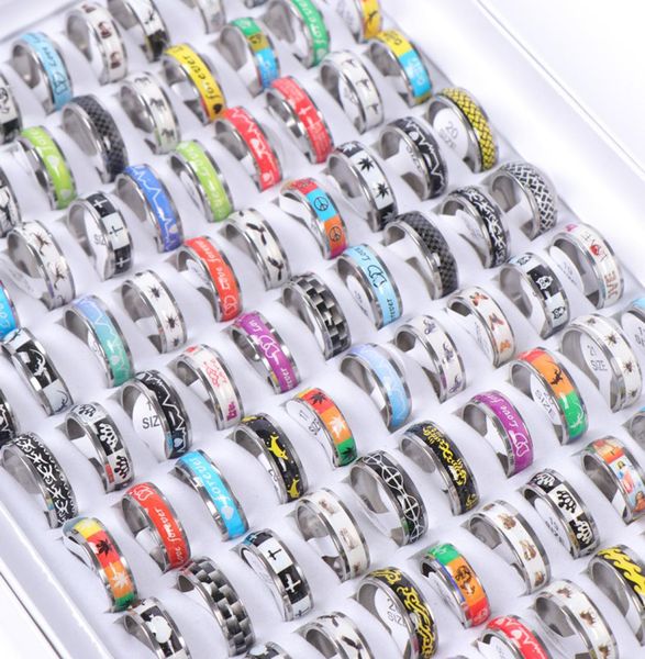 

mens fashion multicolor sticker stainless steel band rings animal love crown friend mix style jewelry rings for women1024197, Golden;silver