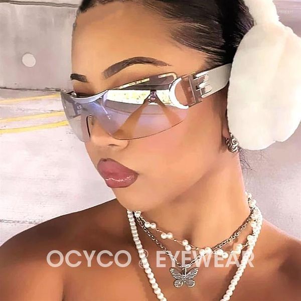 

sunglasses ocyco 2022 luxury y2k punk women vintage rimless sun glasses lentes gafas oculos feminino de sol uv400 eyewear 20900241r, White;black