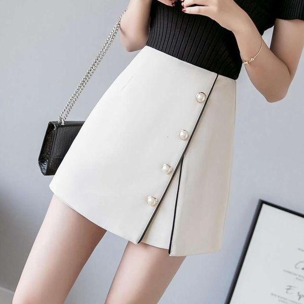 

irregular butt covering skirt half womens autumn korean high waist a line short skinny shorts culottes, Black