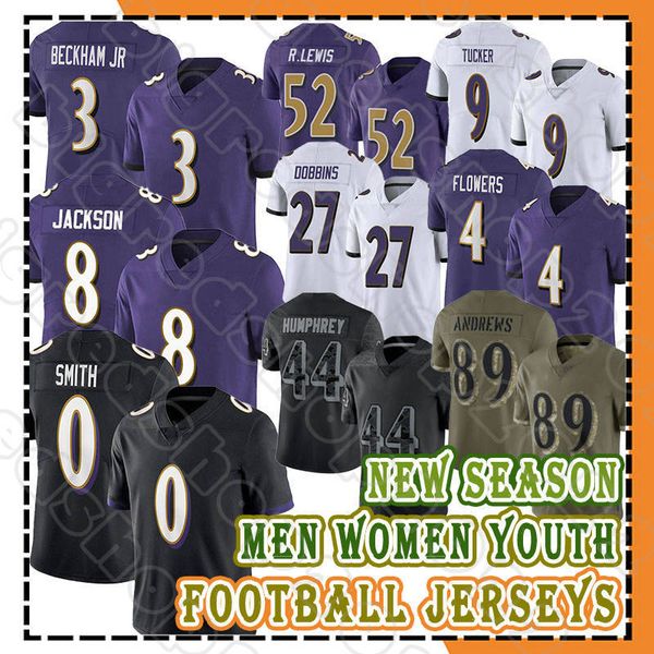 

3 odell beckham jr football 8 lamar jackson jerseys roquan smith baltimores raven zay flowers mark andrews kyle hamilton odafe oweh marlon h, Black;red