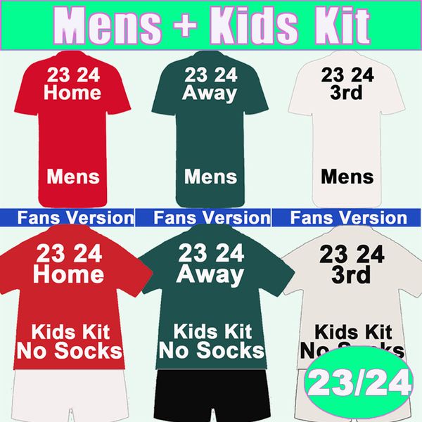 

2023 2024 club mens soccer jerseys kids kit home red away green 3rd white football shirts short sleeve, Black;yellow