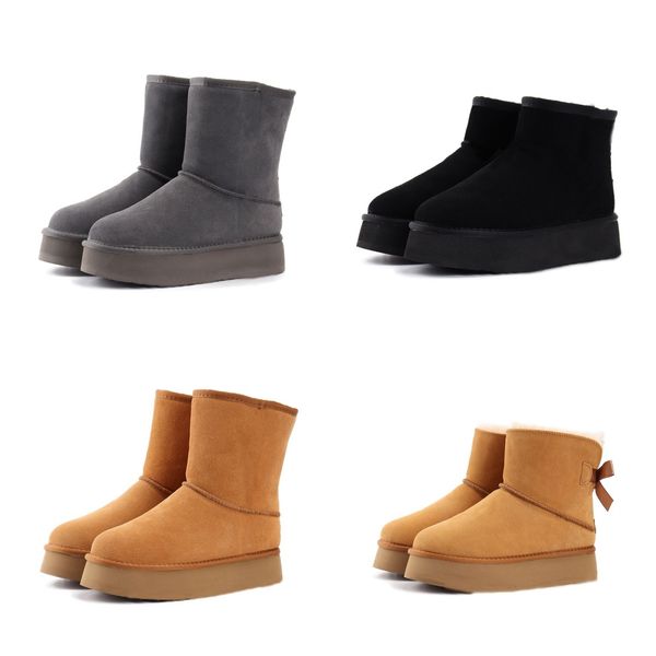 

designer snow boots ankle bootes fur sheep skin shoes mini platform boots for womens slippers black sashion chestnut classic suede slides wi