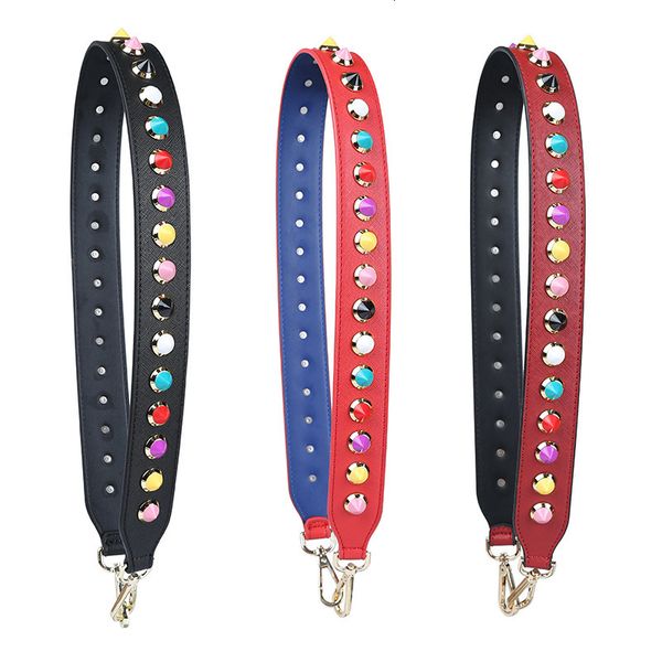 

bag parts accessories woman bag straps floral square rivet shoulder straps wide bag strap collide color joker flower strap crossbody parts a, Black