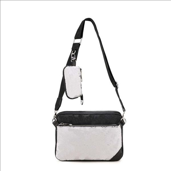 

men's luxury trio desinger messenger bag sacoche women embossed shoulder bag stylish three-piece bag set leather shoulder bag with purs