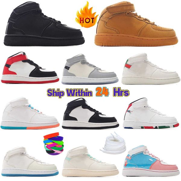 

kids shoes 1 forces shadow 1s designer shoe outdoor sport youth trainers athletic runner big boy toddlers sneaker white flax, Black