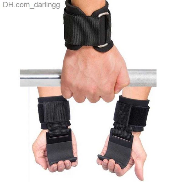 

1 pair weight lifting hook grip wrist strap gloves strength training gym fitness hook support weight lifting grip strap q230825, Black