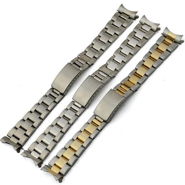

13mm 17mm 20mm for rolex watch men women watch belt new silver or gold curved end solid ss watch band strap2960, Black;brown