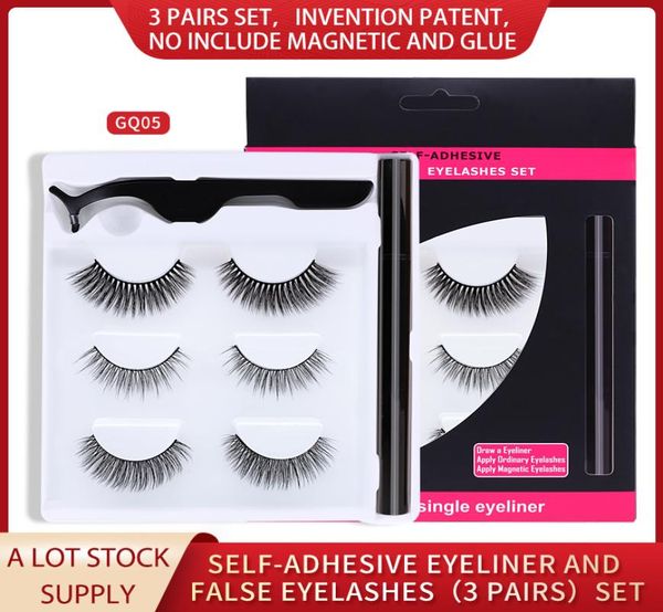 

3 pairs selfadhesive false 3d mink eyelashes false eyelashes mink lashes thick eyelashes with eyeliner tweezer set4024871